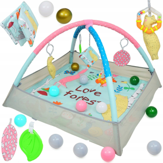 Veľké pastelové vzdelávacie MAT 3in1 Playpen s loptičkami