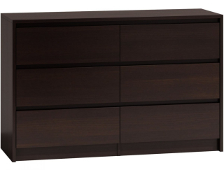 VEĽKÁ MODERNÁ SKRIŇA SO 6 ZÁSUVKAMI WENGE 120CM