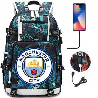 Veľký USB vodotesný batoh Manchester City vzory