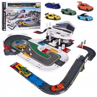 Veľká Porsche Racing Track Garage + Cars Springs