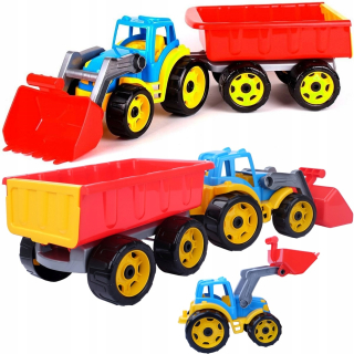 Veľký traktor s prívesom a lyžičkou 63 cm traktor