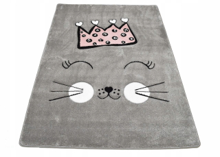 Koberec Petit Kitty Crown Gray-Róż 3d 180x270