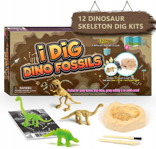 Dinosaurus svieti v noci na kopanie kostry
