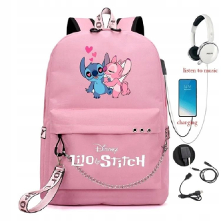 Disney Cartoon Stitch School Bag Batoh batoh USB