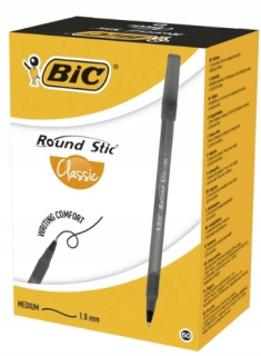 BIC Round Stic Classic Black Pen. 60 kusov