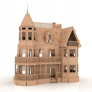 Drevená domová vila pre bábiky 3D DIY Puzzle