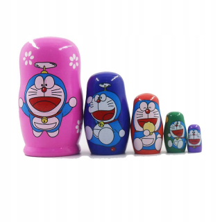 Doraemon matryoshka 5 vrstvy drevené deti Ros