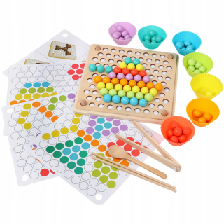 Drevené mozaikové puzzle korálky montys gule