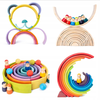 Drevené hračky Montessori Rainbow Blocks