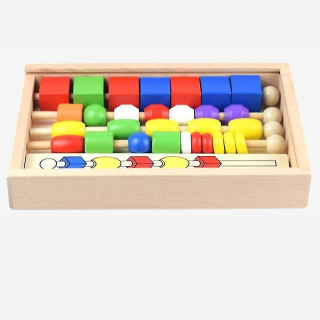 Drevená geometrická farebná matematická vedecká hra