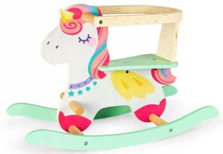 Drevený hojdací koník s opierkou Unicorn
