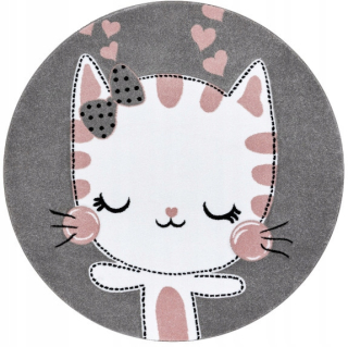 Okrúhly koberec Petit 3D Kitty Kitty Pink Cat 160