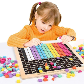 Drevené deti pixelové bloky puzzle hračky Monteso