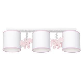 Detská stropná lampa poník biela ružová 3xe27