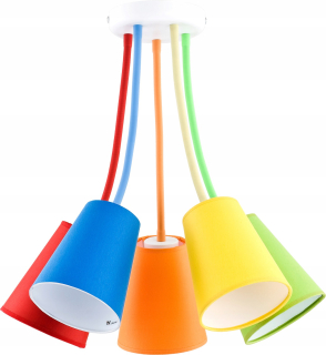 Detská závesná lampa 5xe27 farebná