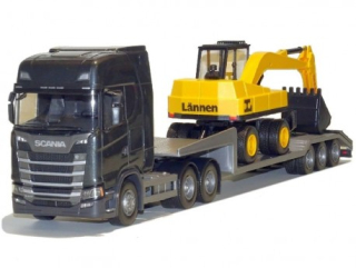 Emek Scania s Next Gen, Semi -Trailer a rýpadlo - čierny