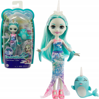 Enchantimals Doll Naddie Narewhal a figurína meča