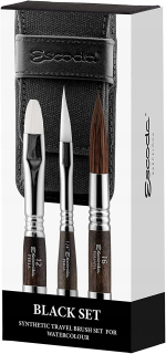 Escoda nylon Travel Black Set 3 akvarely kefy