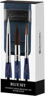 Escoda nylon Cestovná modrá sada 3 akvarely kefy