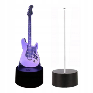 Elektrická gitara 3D nočné svetlo LED 7 farieb