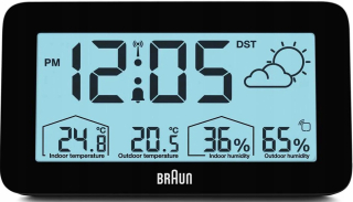 Elektronické Braun Clock s meteorologickou stanicou s DCF