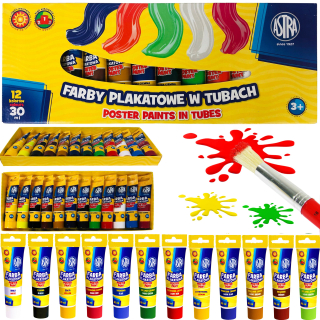 Astra School plagát farby v skúmavkách 12 farieb