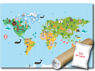 Flizelina Wall Mural Map World Animals 312x219