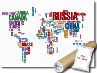 Nástenná maľba non -tkanej mapy Word Cloud 520x318