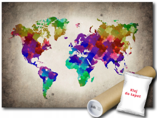 Nástenná maľba vinylovej mapy World Rainbow 368x254