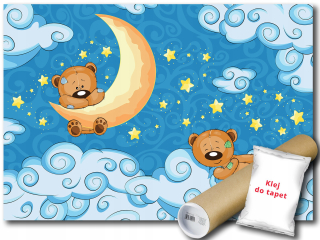 Nástenná maľba vinylového medveďa Teddy Bear Moon 312x219