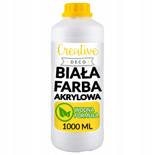 Biela akrylová farba na maľovanie, fľaša 1L