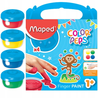 Mapované farby na maľovanie prstami 4 Kol, batoľatá 1+