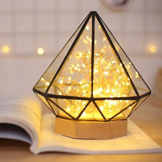 Ohňostroj Polygonal Drevené nočné svetlo Vianoce