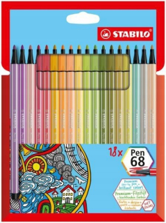 Felt -Tone Stalolo Pen 68 Castboard Case 18 PCS.