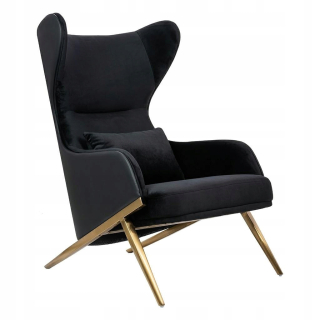 Hampton Velvet Armchair Black, Eco -Geather Black - zlo