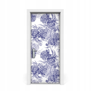 Nástenná maľba pre dvere Blue Pivonies 85x205