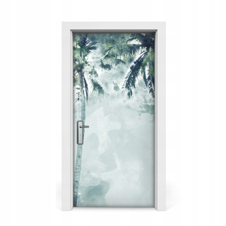 Tapeta na palmové dvere v oblakoch 95x205