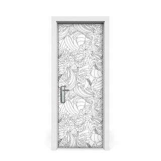 Nástenná nástenná maľba dverových nálepiek Doodle Pattern 75x205