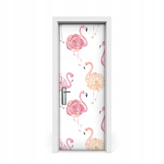 Nálepka na nástenné nástenky Flamingo a Flowers 75x205