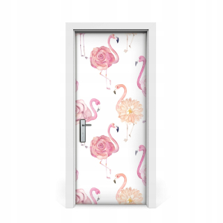 Nálepka na nástenné nástenky Flamingo a Flowers 85x205