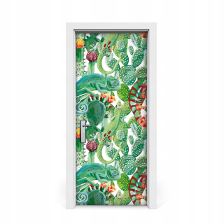 Nálepka nástennej maľby na dverách Chameleons 85x205