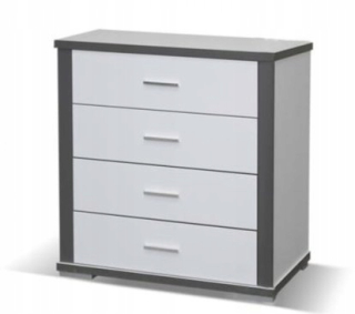 G3 Gray Dresser Cabinet 4 zásuvky biele + grafit 94