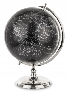 Moderný glóbus čierny strieborný priemer 30 cm kov