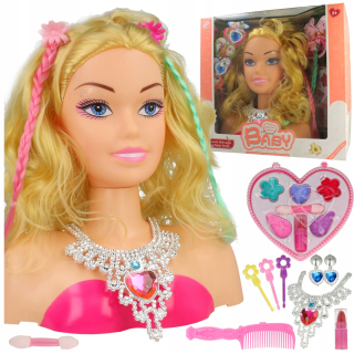 Hlava bábiky na česanie štýlu účesov na maľovanie make -up + príslušenstvo