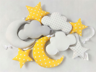 Cloud garland :) žltá šedá biela