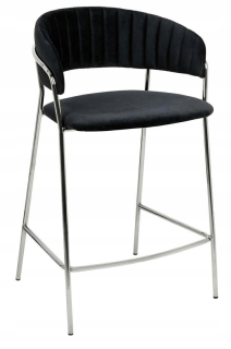 Margo 65 Hoker Black - Velor, chrómová základňa