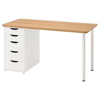 IKEA ANFALLARE ALEX Písací stôl, bambus, biely 140x65 cm