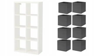 Ikea Flysta Biały 69x132 cm 8 Fysse Boxes