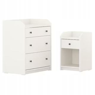 Ikea Hauga Dresser s nočným stolom biely