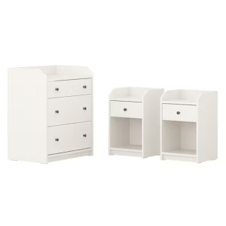 Ikea hauga sada spálne nábytku 3 kusy biele